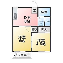 コーポなわいし 2DKの間取図画像