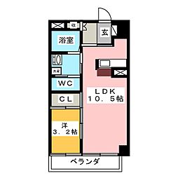 カーサコモダ新舞子A 1LDKの間取図画像