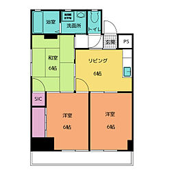 日の丸ビル 3DKの間取図画像