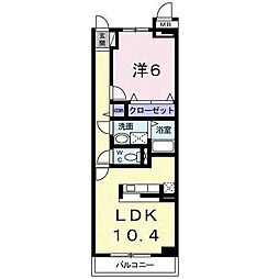 ヌーベルコリーヌ弐番館 1LDKの間取図画像