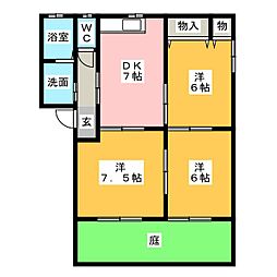 ベルデ青海2 3DKの間取図画像