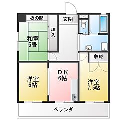 イミソーレ岩倉 3DKの間取図画像