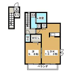 Stage2 1LDKの間取図画像