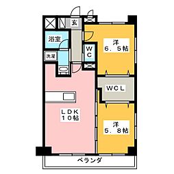 セントラルスクエア岩倉 2LDKの間取図画像