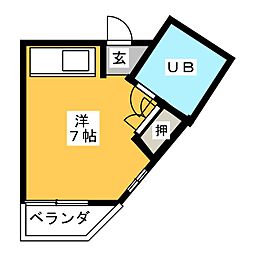 シャトーちゅーぶ ワンルームの間取図画像