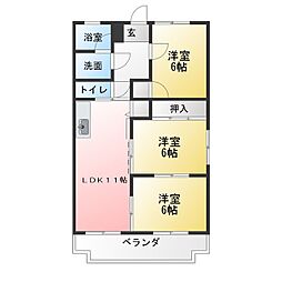 ハイツオークス 3LDKの間取図画像