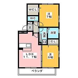 アクア 2LDKの間取図画像