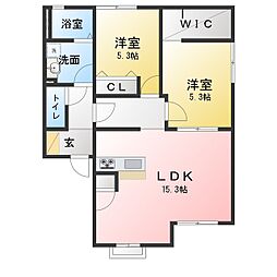 ディアス八剣C棟 2LDKの間取図画像