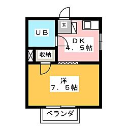 ブランチ昭和 1DKの間取図画像