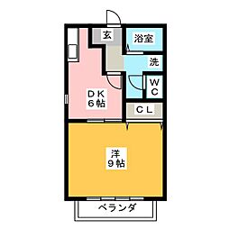 パークハイム中央 1DKの間取図画像