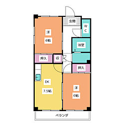 リバーサイドKei 2DKの間取図画像