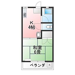 小島スカイハイツ 1Kの間取図画像