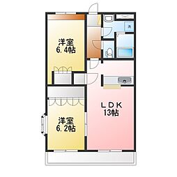 ラ・プルメリア 2LDKの間取図画像