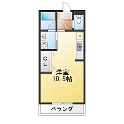 TMN2 ワンルームの間取図画像