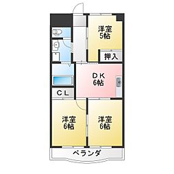新栄ハイツ 3DKの間取図画像