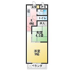 新日ビル豊明マンション 2Kの間取図画像