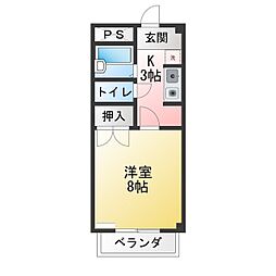 アーバンヒルズ五軒屋 1Kの間取図画像