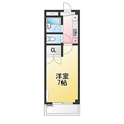 コーポ風の丘 1Kの間取図画像