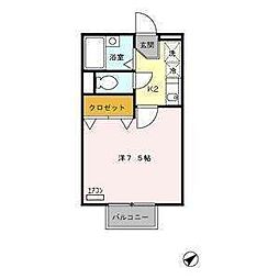 テラルハイツ 1Kの間取図画像