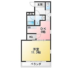 ボヌール1 1DKの間取図画像