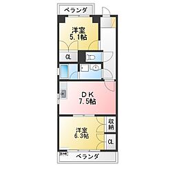 レジデンス徳重 2DKの間取図画像