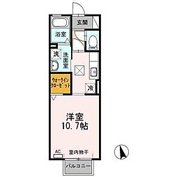ハレクノ梶田 ワンルームの間取図画像