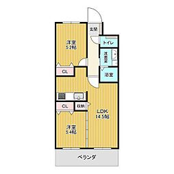 シエーヌビラージュ2 2LDKの間取図画像