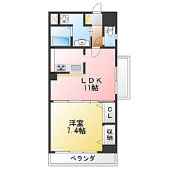 シエル・トーレ前後 1LDKの間取図画像