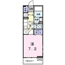 第五ファミール明定 1Kの間取図画像