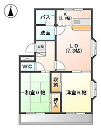 レジェンドシキタ 2LDKの間取図画像