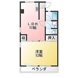 ルシャルル 1LDKの間取図画像