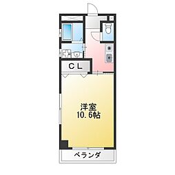 メルベーユ善江 1Kの間取図画像