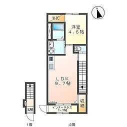 コーポラッシュ2 1LDKの間取図画像