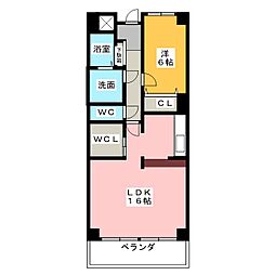 ソシア楠乃木 2階1LDKの間取り