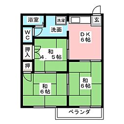 フォーブル吉岡 2階3DKの間取り