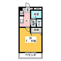 セジュール矢形 1階1Kの間取り