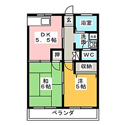 ヴィーナスII 2階2DKの間取り