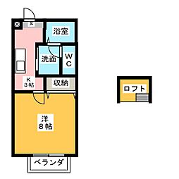 ヴィラ花水木 1Kの間取図画像