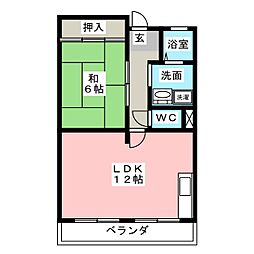 アサヒパレス 1LDKの間取図画像
