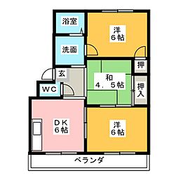 メルベーユ 3DKの間取図画像