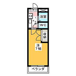 タウン87天王屋 1Kの間取図画像