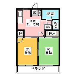 コーポ光・桜ヶ丘 2DKの間取図画像