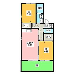 セジュール元町 2LDKの間取図画像