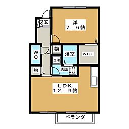 リュミエールA 1LDKの間取図画像