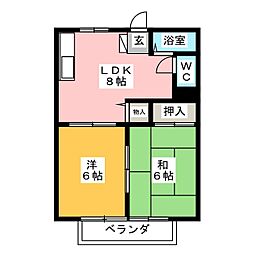 もちの木ハイツパート5 2DKの間取図画像