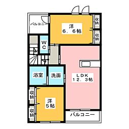 アムールファミリエ 2LDKの間取図画像