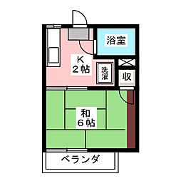 タウニー品野 1Kの間取図画像