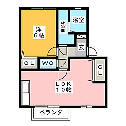 リバーフィールド 1LDKの間取図画像
