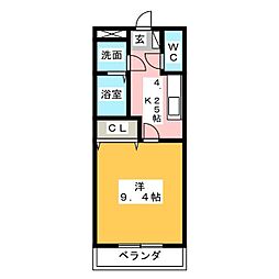 セブンタウン品野 1Kの間取図画像