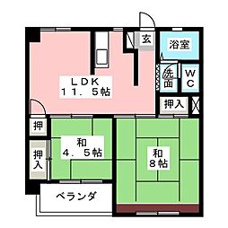 若杉ビル 2LDKの間取図画像